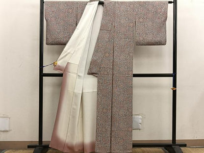 平和屋着物■上質な小紋　更紗花文　正絹　逸品　BAAY0003mz