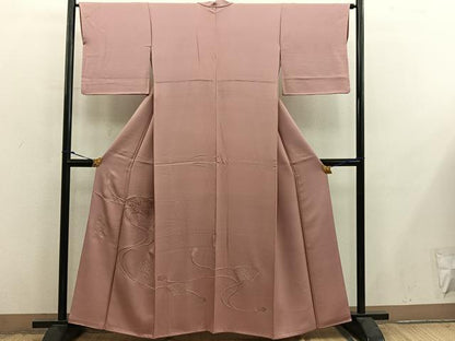 平和屋着物■色留訪問着　総刺繍　スワトウ刺繍　地紙重ね花文　遠州茶色　金糸　正絹　逸品　BAAY0004mz