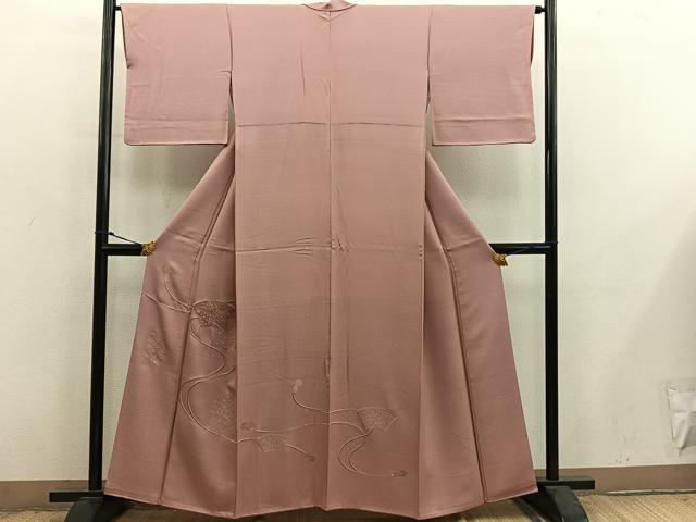 平和屋着物■色留訪問着　総刺繍　スワトウ刺繍　地紙重ね花文　遠州茶色　金糸　正絹　逸品　BAAY0004mz