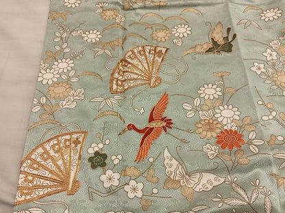 平和屋着物●訪問着　駒刺繍　飛鶴舞蝶花文　金彩　正絹　逸品　BAAY0007mz