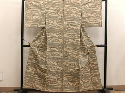平和屋着物■上質な紬　風景花文　正絹　逸品　BAAY0008mz