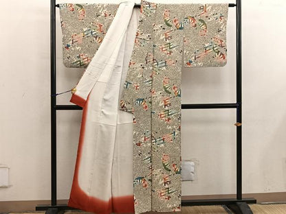 平和屋着物■上質な小紋　型染め　菊花文　正絹　逸品　BAAY0009mz