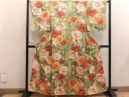 平和屋着物■上質な小紋　草花文　正絹　逸品　未使用　BAAY0010mz