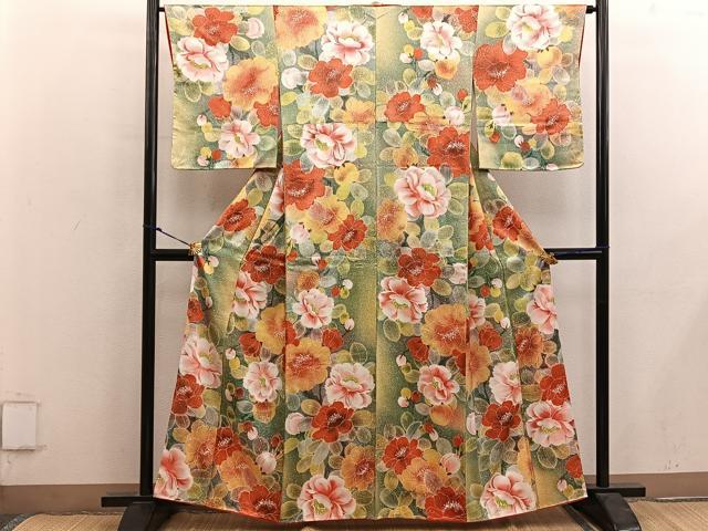 平和屋着物■上質な小紋　草花文　正絹　逸品　未使用　BAAY0010mz
