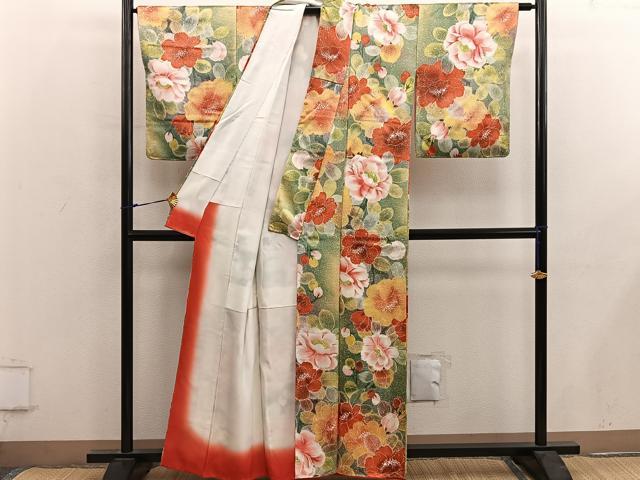 平和屋着物■上質な小紋　草花文　正絹　逸品　未使用　BAAY0010mz