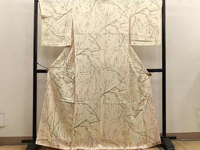 平和屋着物■上質な小紋　枝葉文　正絹　逸品　BAAY0011mz