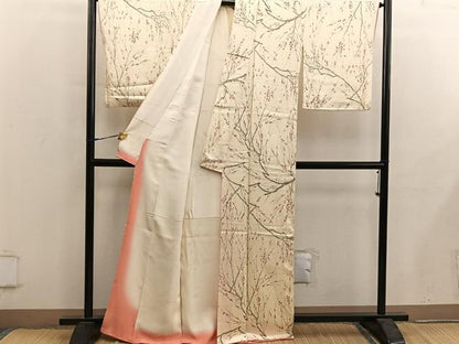 平和屋着物■上質な小紋　枝葉文　正絹　逸品　BAAY0011mz