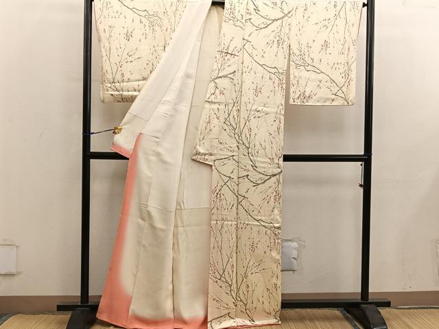 平和屋着物■上質な小紋　枝葉文　正絹　逸品　BAAY0011mz