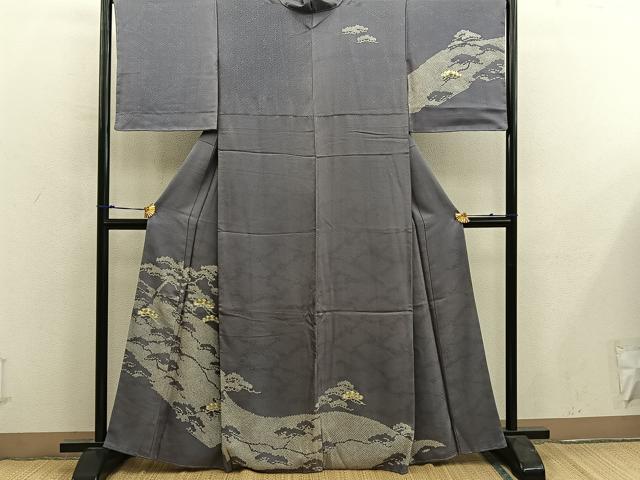 平和屋着物■訪問着　駒刺繍　松　正絹　逸品　未使用　BAAY0013mz