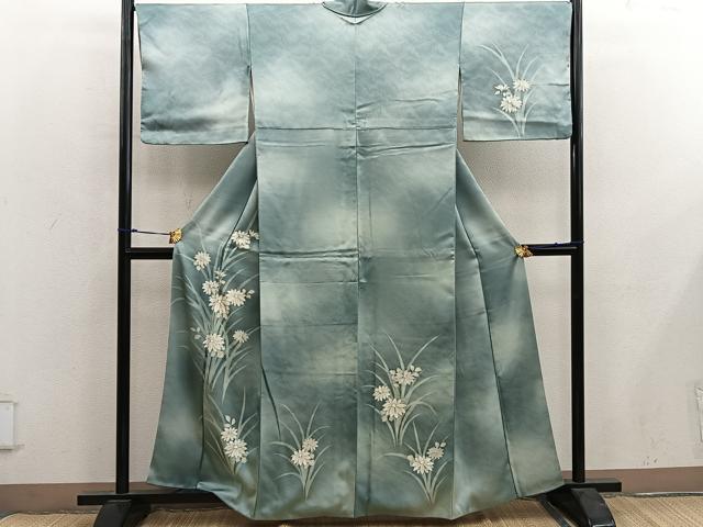 平和屋着物■訪問着　菊花文　ろうけつ染め　暈し染め　正絹　逸品　BAAY0016mz