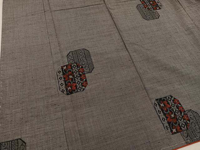 平和屋着物■上質な紬　草花文　正絹　逸品　未使用　BAAY0017mz