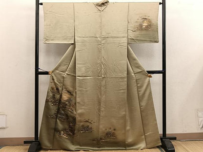 平和屋着物■訪問着　風景文　暈し染め　金銀彩　正絹　逸品　BAAY0018mz