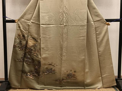 平和屋着物■訪問着　風景文　暈し染め　金銀彩　正絹　逸品　BAAY0018mz