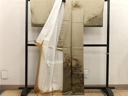 平和屋着物■訪問着　風景文　暈し染め　金銀彩　正絹　逸品　BAAY0018mz