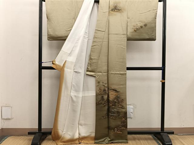 平和屋着物■訪問着　風景文　暈し染め　金銀彩　正絹　逸品　BAAY0018mz