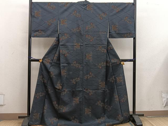 平和屋着物●本場大島紬　7マルキ　草花文　正絹　逸品　BAAY0020mz