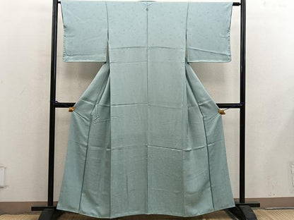 平和屋着物■上質な色無地　菊地紋　裏葉柳色　正絹　逸品　BAAY0021mz
