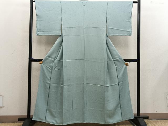 平和屋着物■上質な色無地　菊地紋　裏葉柳色　正絹　逸品　BAAY0021mz