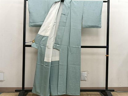 平和屋着物■上質な色無地　菊地紋　裏葉柳色　正絹　逸品　BAAY0021mz