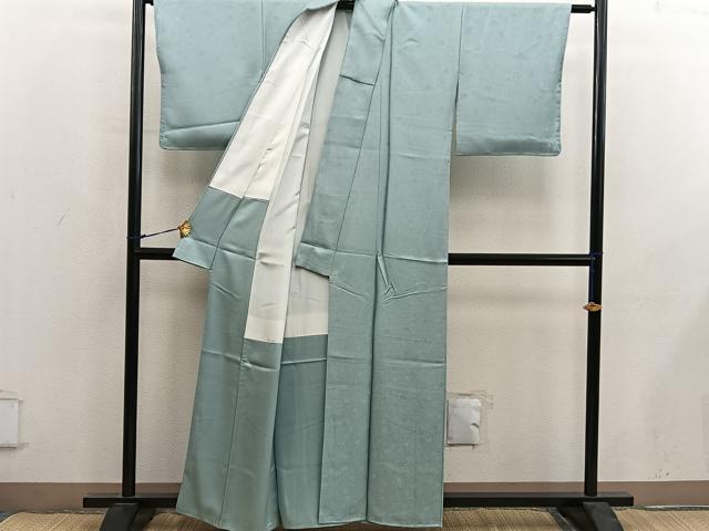 平和屋着物■上質な色無地　菊地紋　裏葉柳色　正絹　逸品　BAAY0021mz