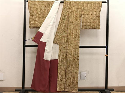 平和屋着物■上質な小紋　菱花文　正絹　逸品　BAAY0022mz