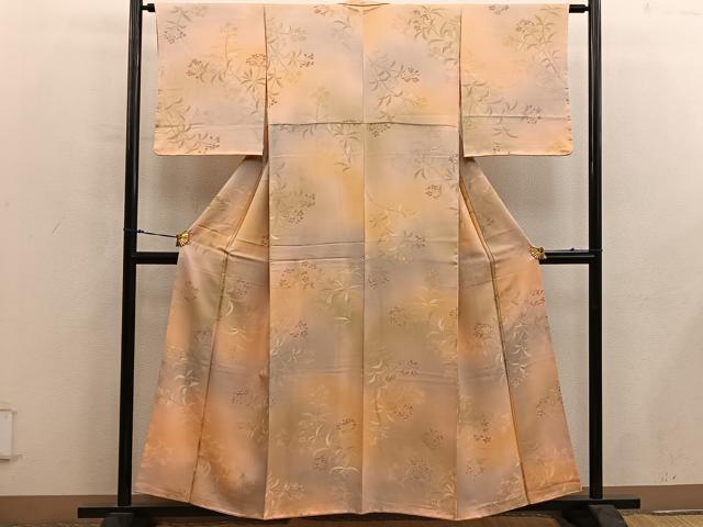 平和屋着物●上質な小紋　草花文　地紋起こし　暈し染め　正絹　逸品　BAAY0023mz