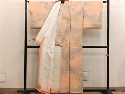 平和屋着物●上質な小紋　草花文　地紋起こし　暈し染め　正絹　逸品　BAAY0023mz