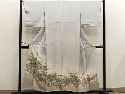 平和屋着物■豪華色留袖　寿光織　京洛名勝図絵　金糸　さが美扱い　正絹　逸品　BAAY0024mz