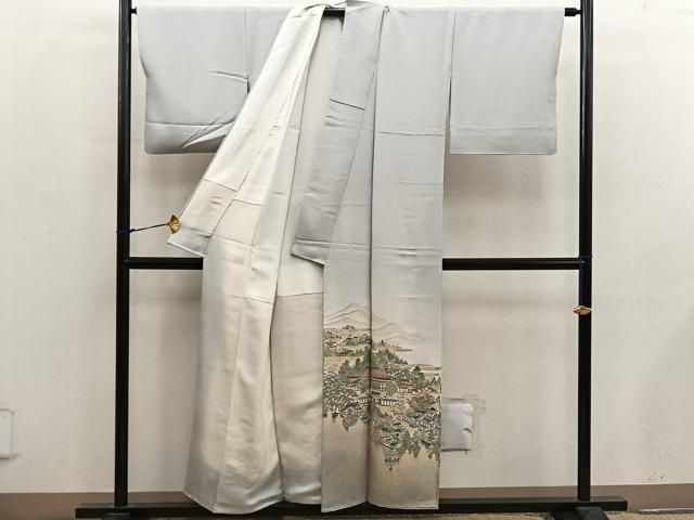 平和屋着物■豪華色留袖　寿光織　京洛名勝図絵　金糸　さが美扱い　正絹　逸品　BAAY0024mz