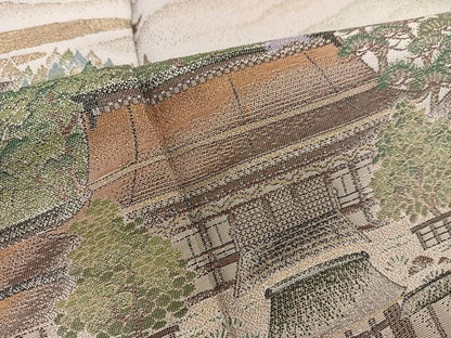 平和屋着物■豪華色留袖　寿光織　京洛名勝図絵　金糸　さが美扱い　正絹　逸品　BAAY0024mz