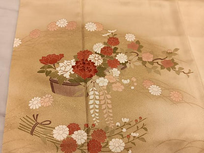 平和屋着物■豪華色留袖　駒刺繍　花籠文　暈し染め　金彩　正絹　逸品　BAAY0025mz