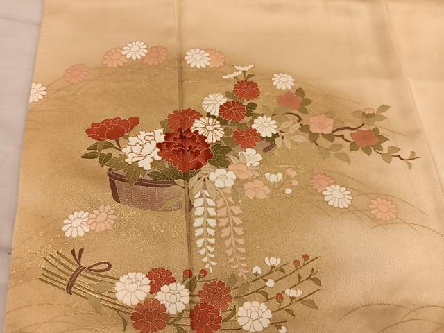 平和屋着物■豪華色留袖　駒刺繍　花籠文　暈し染め　金彩　正絹　逸品　BAAY0025mz