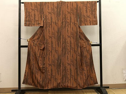 平和屋着物■上質な小紋　笹竹文　正絹　逸品　未使用　BAAY0027mz
