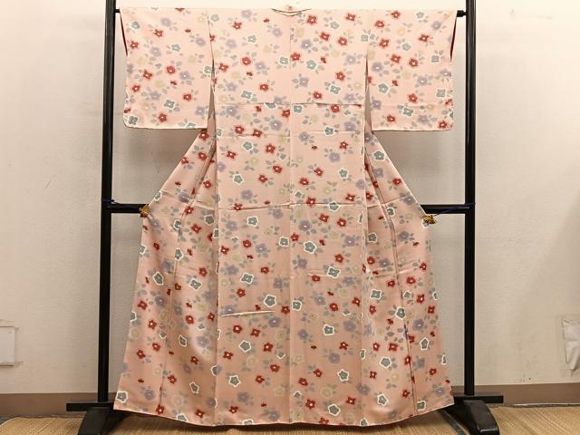 平和屋着物■上質な小紋　草花文　正絹　逸品　BAAY0029mz