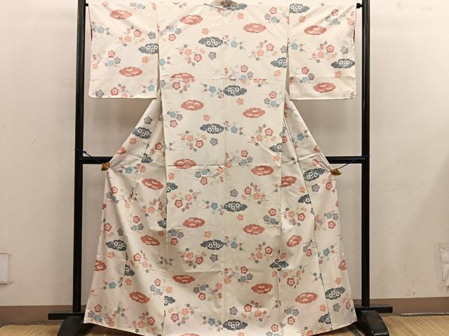 平和屋着物■上質な紬　梅花文　正絹　逸品　BAAY0030mz