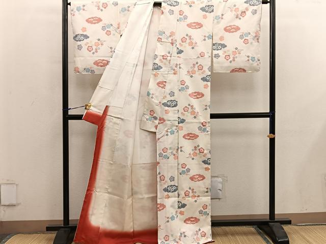 平和屋着物■上質な紬　梅花文　正絹　逸品　BAAY0030mz
