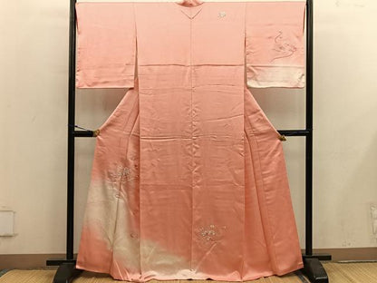 平和屋着物■訪問着　駒刺繍　檜扇花文　暈し染め　やまと誂製　正絹　逸品　BAAY0031mz