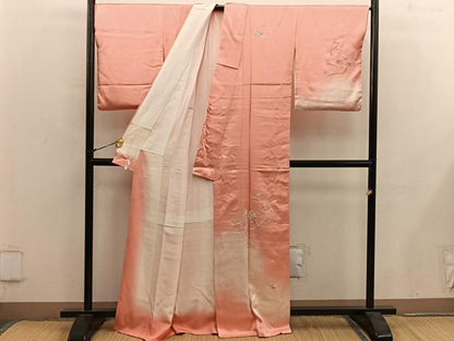平和屋着物■訪問着　駒刺繍　檜扇花文　暈し染め　やまと誂製　正絹　逸品　BAAY0031mz