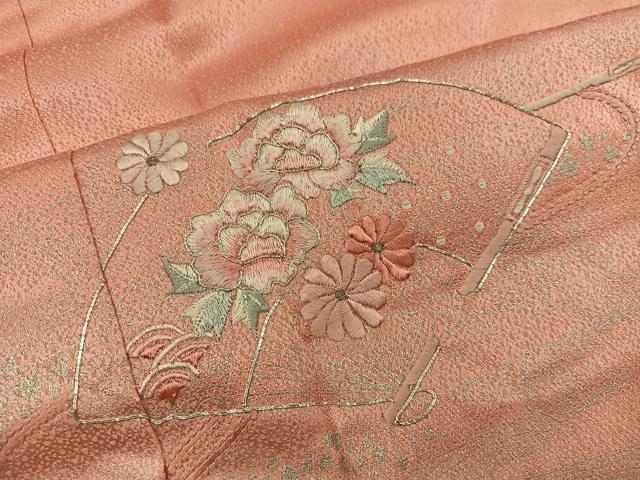平和屋着物■訪問着　駒刺繍　檜扇花文　暈し染め　やまと誂製　正絹　逸品　BAAY0031mz