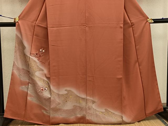 平和屋着物■色留訪問着　刺繍　文箱梅花文　暈し染め　金彩　正絹　逸品　BAAY0033mz