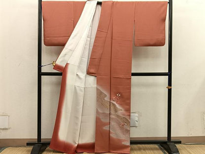 平和屋着物■色留訪問着　刺繍　文箱梅花文　暈し染め　金彩　正絹　逸品　BAAY0033mz