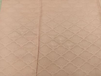 平和屋着物●無地絵羽訪問着　相良刺繍　草花地紋　深支子色　正絹　逸品　BAAY0034mz