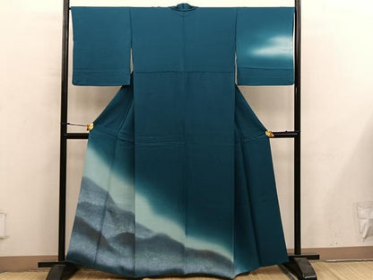 平和屋着物●着物作家　岡本龍三　訪問着　枝葉文　暈し染め　さが美扱い　正絹　逸品　BAAY0035mz