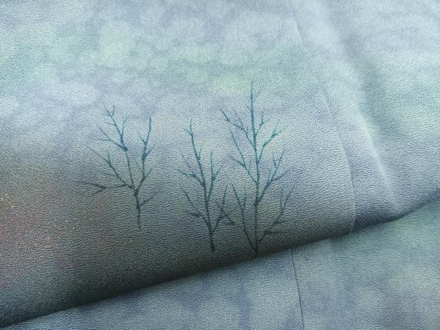 平和屋着物●着物作家　岡本龍三　訪問着　枝葉文　暈し染め　さが美扱い　正絹　逸品　BAAY0035mz