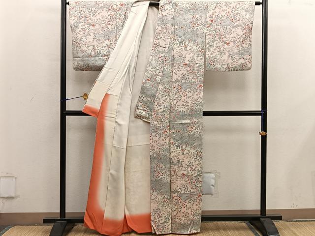 平和屋着物■上質な小紋　風景花文　正絹　逸品　BAAY0036mz