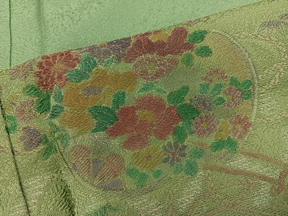 平和屋着物●訪問着　寿光織　鼓花文　暈し染め　金糸　正絹　逸品　BAAY0037mz
