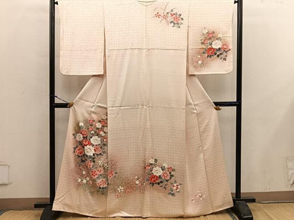 平和屋着物■訪問着　牡丹花文　暈し染め　金銀彩　正絹　逸品　BAAY0040mz