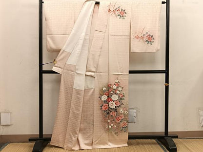 平和屋着物■訪問着　牡丹花文　暈し染め　金銀彩　正絹　逸品　BAAY0040mz