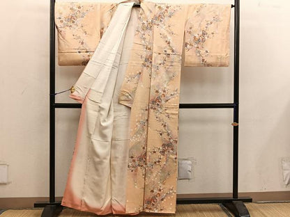 平和屋着物■上質な小紋　鼓舞蝶花文　暈し染め　金銀彩　正絹　逸品　BAAY0042mz