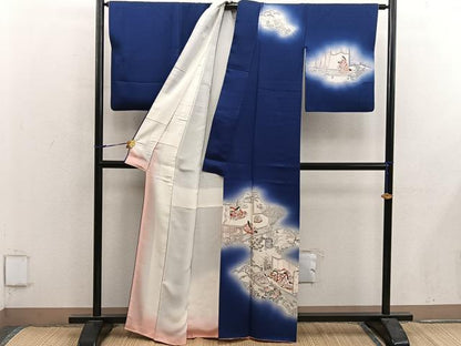 平和屋着物■訪問着　人物花文　暈し染め　正絹　逸品　BAAY0044mz